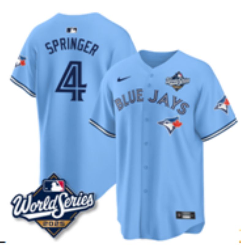 Men 2025 Nike Toronto Blue Jays #4 Springer Light Blue Game MLB Jersey 01->toronto blue jays->MLB Jersey
